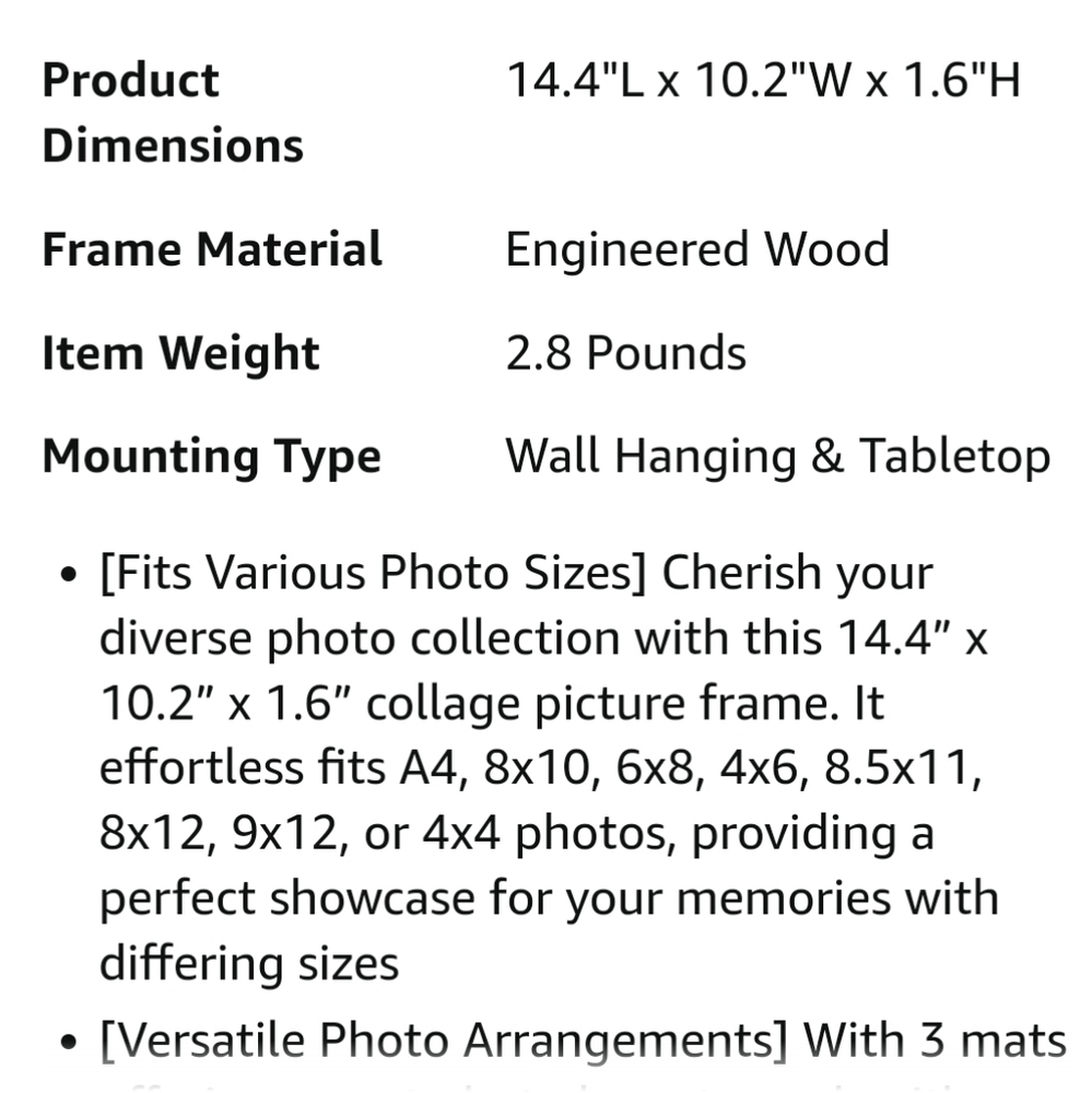New in box black photo frame, deep, shadow box - Picture 13 of 15